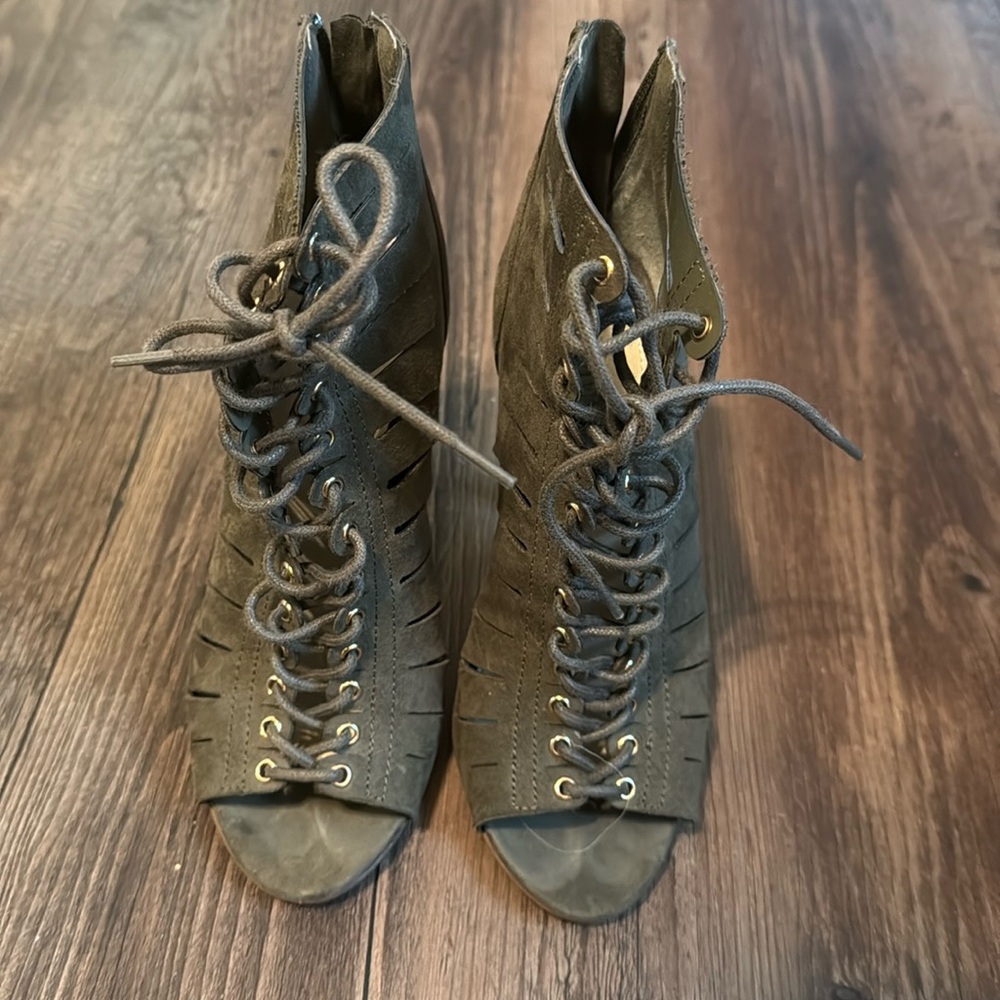 Forever 21 Open Toe Laser Cut Stiletto Ankle Booties